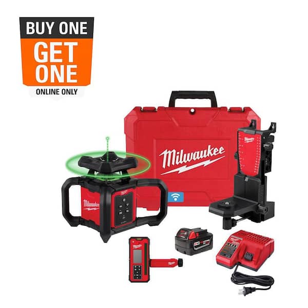 M18 1000 ft. Green Interior Rotary Laser Level Kit with Remote/Receiver, Wall Mount Bracket, and Receiver Clamp