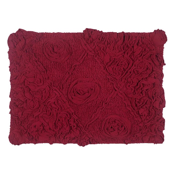 Modesto Bath Rug 100% Cotton Bath Rugs Set, 17 in. x24 in. Rectangle, Red