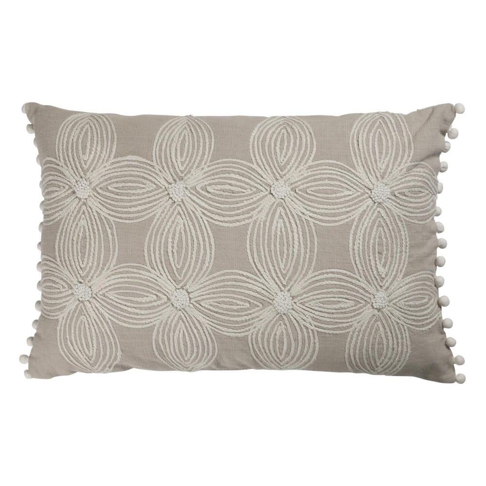 Beige, Ivory Floral Polyfill 16.00 in. x 24.00 in. Throw Pillow price history on PriceWatchPro