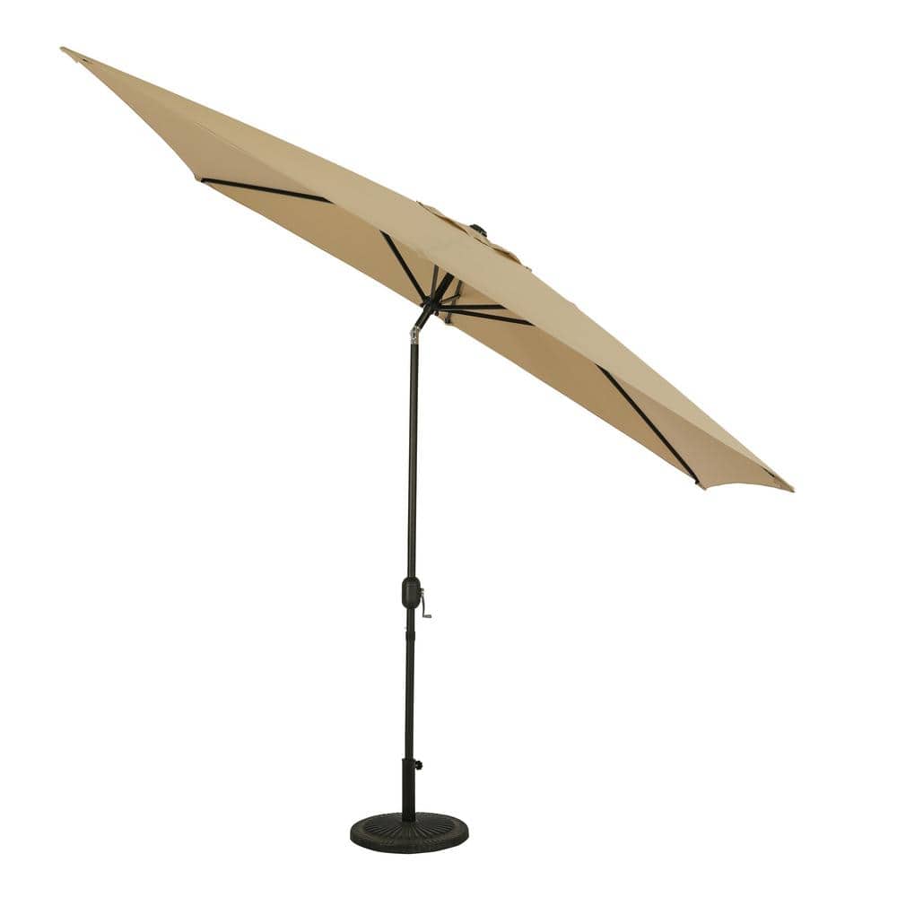 Bimini 6.5' x 10' Beige Polyester Market Umbrella with Steel Pole