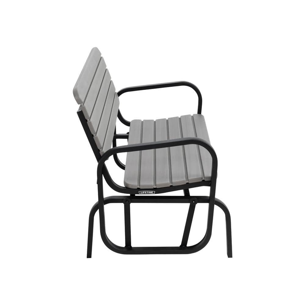 Gray Polyethylene and Steel Outdoor Glider Bench