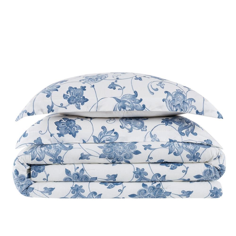 King Blue and White Cotton Comforter Set