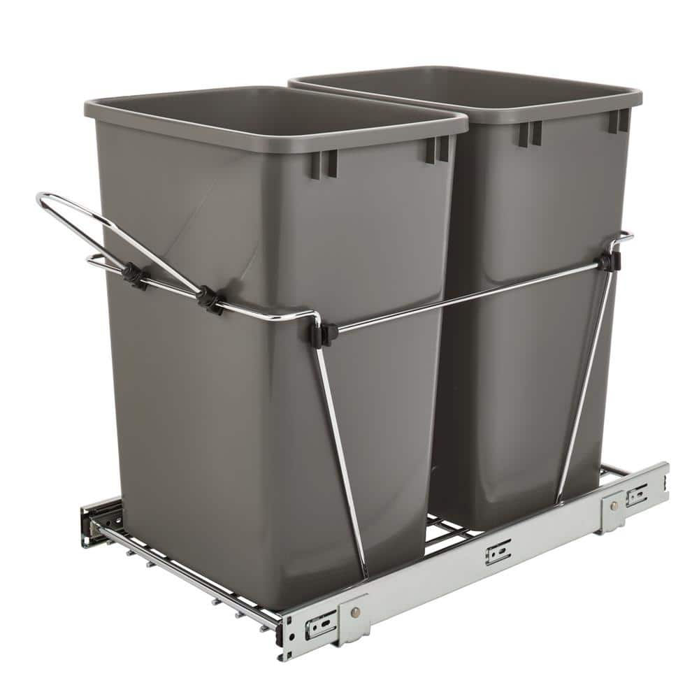 Rev-A-Shelf Double 35 Qt. Pull-Out Waste Containers, Gray RV-18KD-13C-S ...