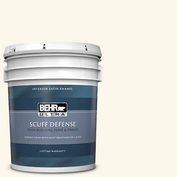 BEHR ULTRA 5 gal. #OR-W15 Sleek White Extra Durable Satin Enamel Interior Paint & Primer