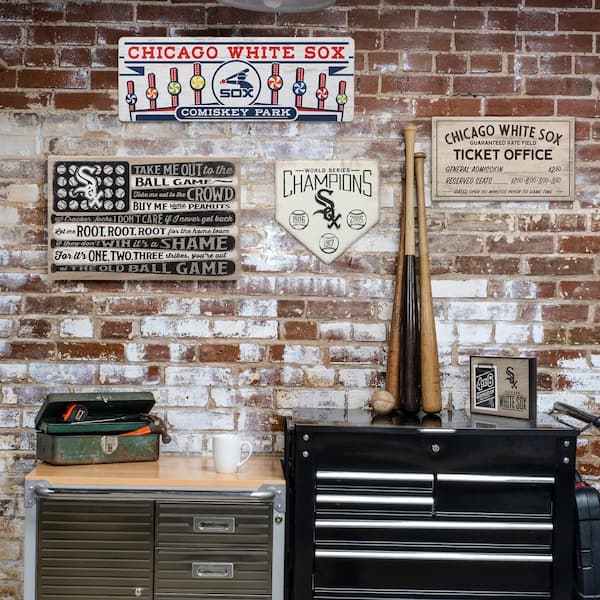 Open Road Brands Chicago White Sox Vintage Ticket Office Wood Wall Open Road Brands Chicago White Sox Vintage Ticket Office Wood Wall