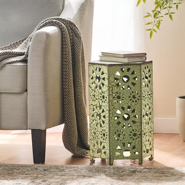 Harper & Bright Designs Hexagonal Prism Green Iron Outdoor Side
