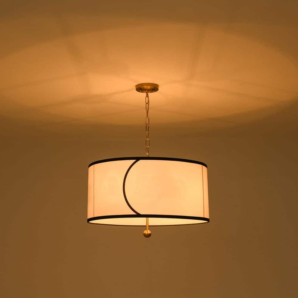 4-Light Modern Brass Drum White Fabric Shade Chandelier with Adjustable Hanging Chain for Kitchen Living Room Bedroom price history on PriceWatchPro