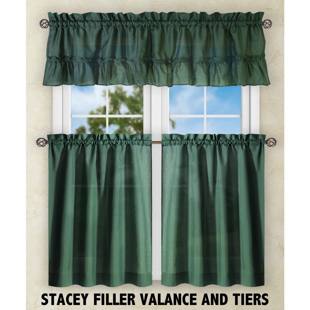 Stacey Green Cotton Polyester Sheer Rod Pocket Window Tier Pair