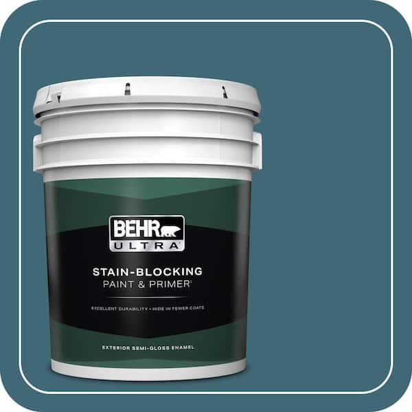 BEHR ULTRA 5 gal. #PMD-45 Teal Mosaic Semi-Gloss Enamel Exterior Paint & Primer
