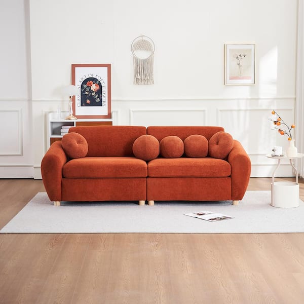 Z-joyee 84.6 in Wide Round Arm Chenille Rectangle Modern