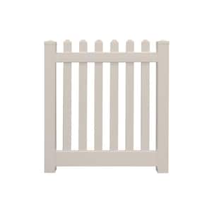 Plymouth 5 ft. W x 5 ft. H Tan Vinyl Picket Fence Gate Kit Includes Gate Hardware
