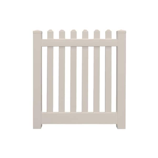 Weatherables Plymouth 5 ft. W x 5 ft. H Tan Vinyl Picket Fence Gate Kit Includes Gate Hardware