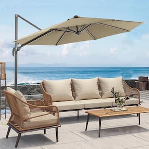 11 ft. Round Cantilever Umbrella For Your Outdoor Space - 240 g Solution-Dyed Fabric, Aluminum Frame in Sand