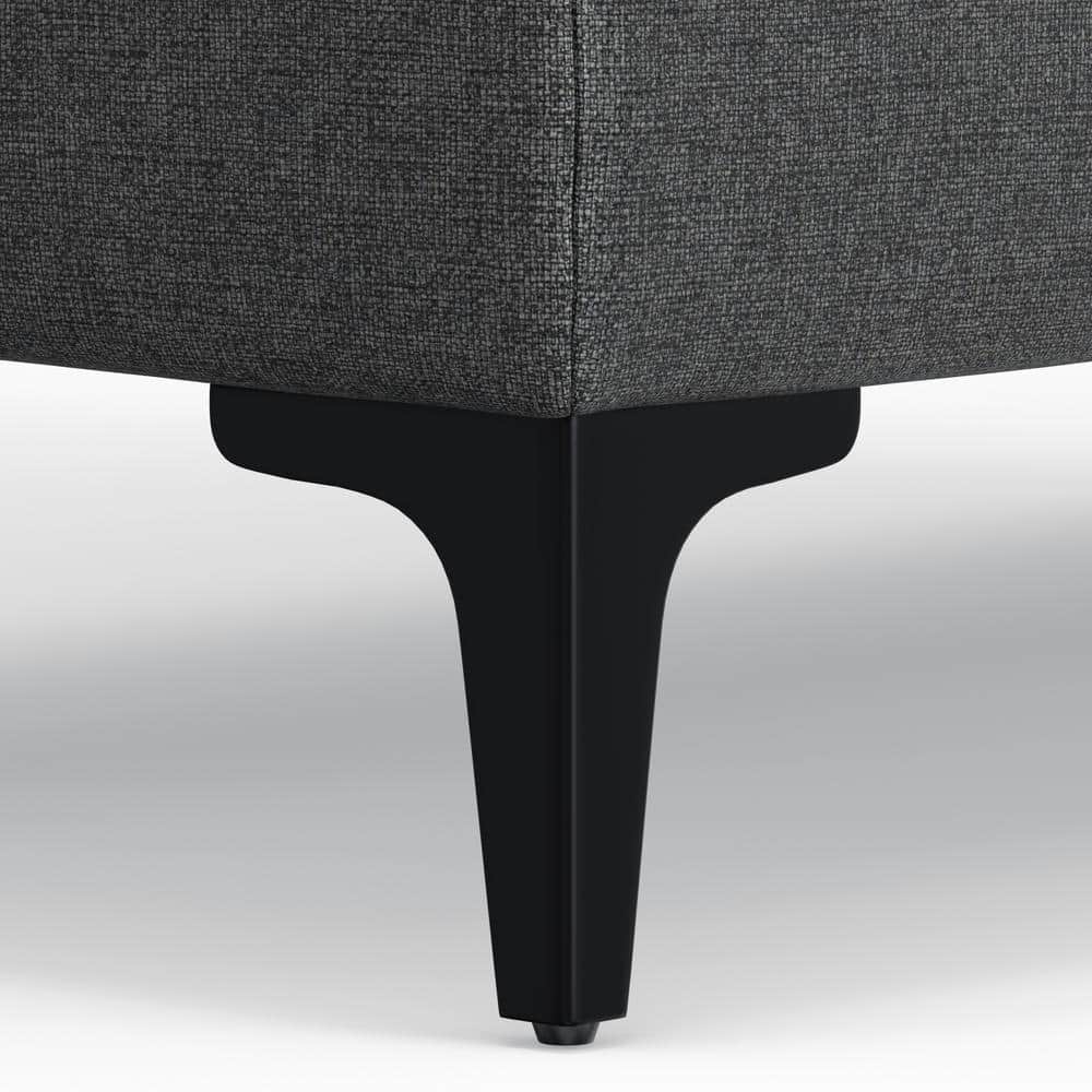 Ava Pebble Grey Upholstered Ottoman with Metal Legs