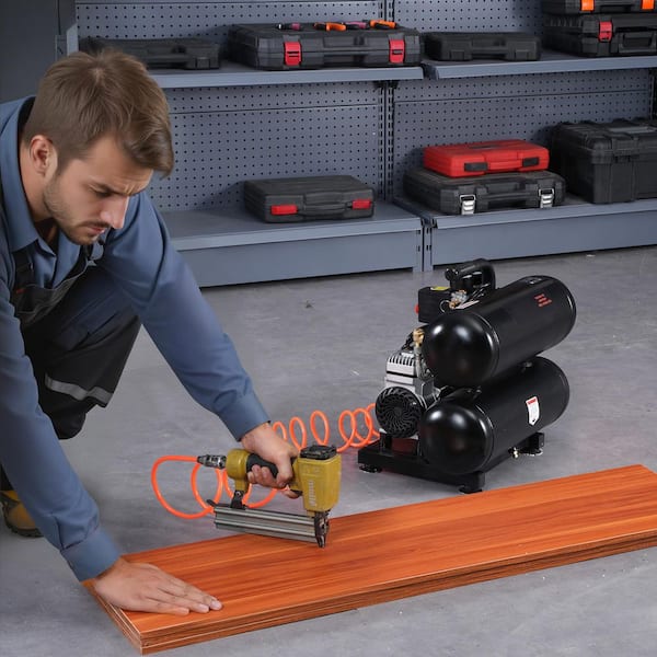 Air Compressor, 4.6 Gal. Steel Tank, Max. 120 PSI Pressure, 80 dB Ultra Quiet Portable Compressor, for Auto Repair