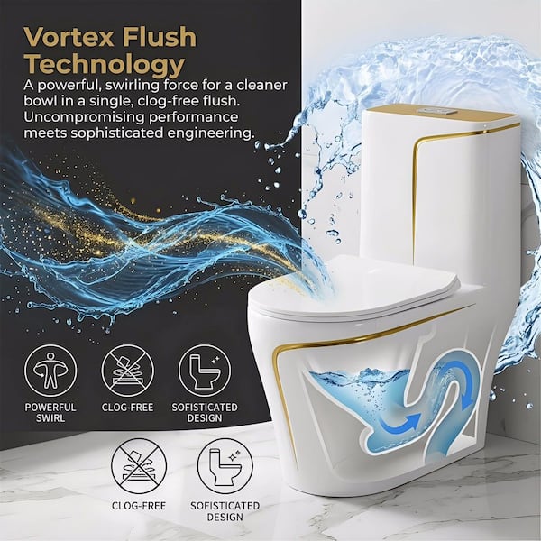 LUXSHERY 12 in. Rough In 1.85 Gal. Dual Flush GPF Elongated 1
