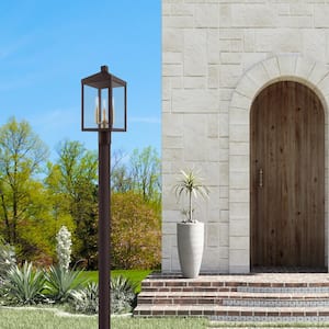 Creekview 19.5 in. 3-Light Bronze Cast Brass Hardwired Outdoor Rust Resistant Post Light with No Bulbs Included