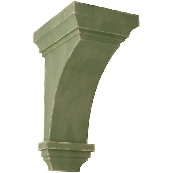 Ekena Millwork 7 in. x 14 in. x 7-3/4 in. Restoration Green Jumbo Jefferson Wood Vintage Decor Corbel
