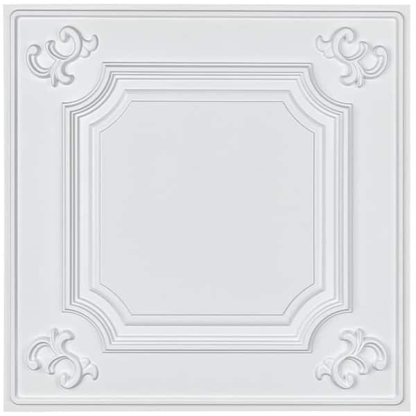 Art3dwallpanels White 2 ft. x 2 ft. Decorative Drop Ceiling Tiles Wainscoting Panels Glue Up (48 sq. ft./box)