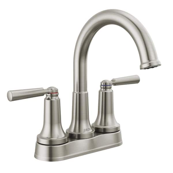 Delta Saylor 4 in. Centerset Double-Handle Bathroom Faucet in Stainless Steel