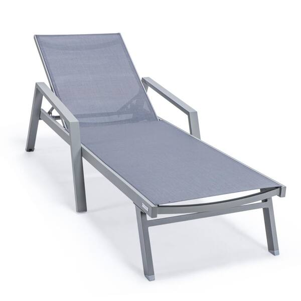 Leisuremod Marlin Grey Aluminum Outdoor Lounge Chair in Dark Grey MLAGR ...