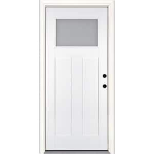 Smart Glass 36 in. x 80 in. Right Hand Inswing 1/4-Lite Smooth Unfinished Fiberglass Prehung Front Door