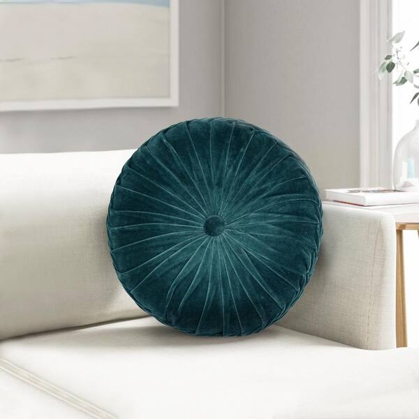 round teal pillow