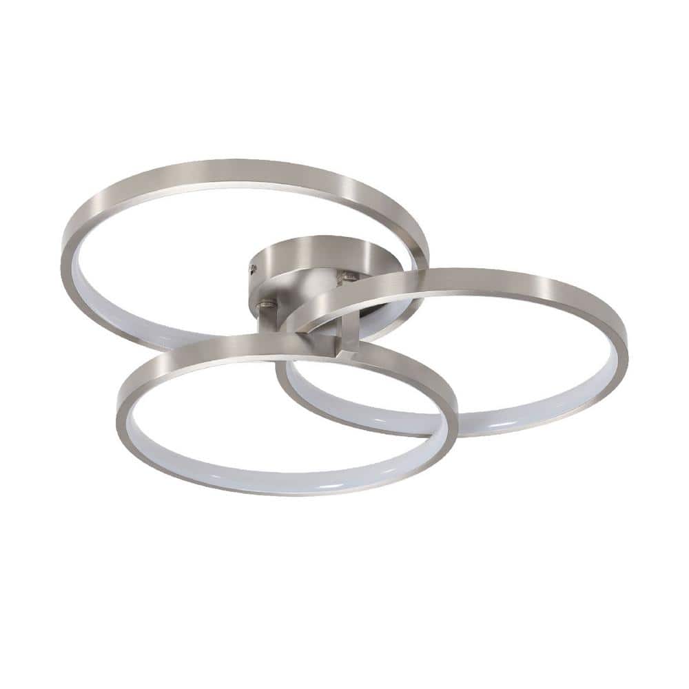 19.69 in. 3-Light Silver Semi-Flush Mount Ceiling Light with 3 Ring Design price history on PriceWatchPro