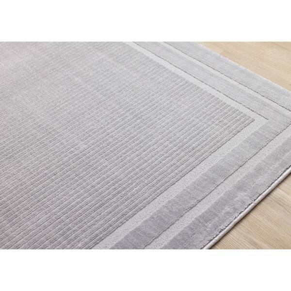Osiris Collections 5 ft. x 8 ft. Grey Border, Tonal/Solid Indoor Area Rug