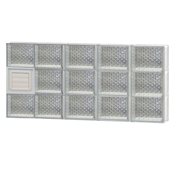 Clearly Secure 38.75 in. x 17.25 in. x 3.125 in. Frameless Diamond Pattern Glass Block Window with Dryer Vent