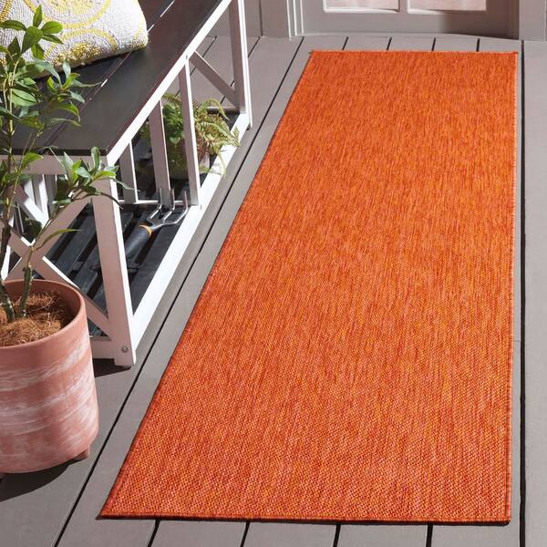 Beach House 2 ft. x 12 ft. Orange Striated Runner Rug
