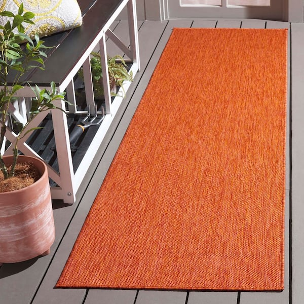 Beach House Orange 2 ft. x 6 ft. 2-Toned Solid Indoor/Outdoor Runner Rug