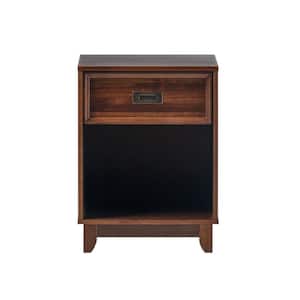 1-Drawer Walnut Solid Wood Transitional Framed Nightstand (24.25 in. H x 18 in. W x 16 in. D)