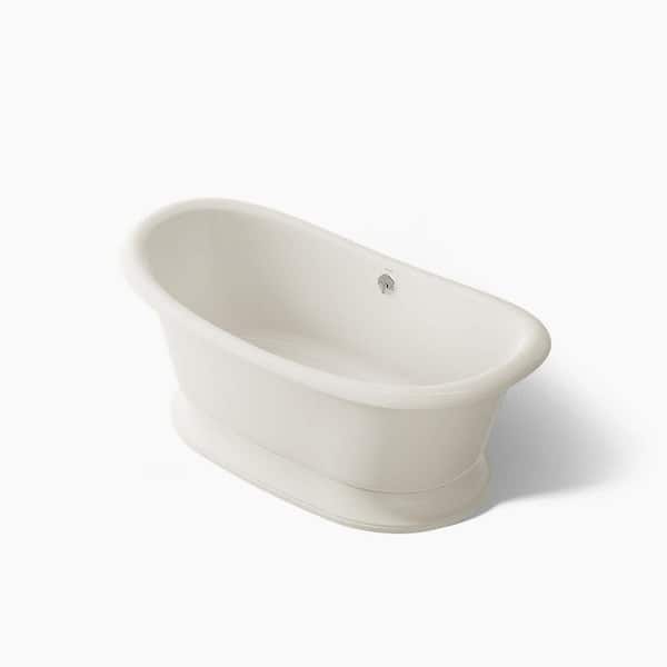 Artifacts 66.13 in. x 32.5 in. Soaking Bathtub with Center Drain in Biscuit