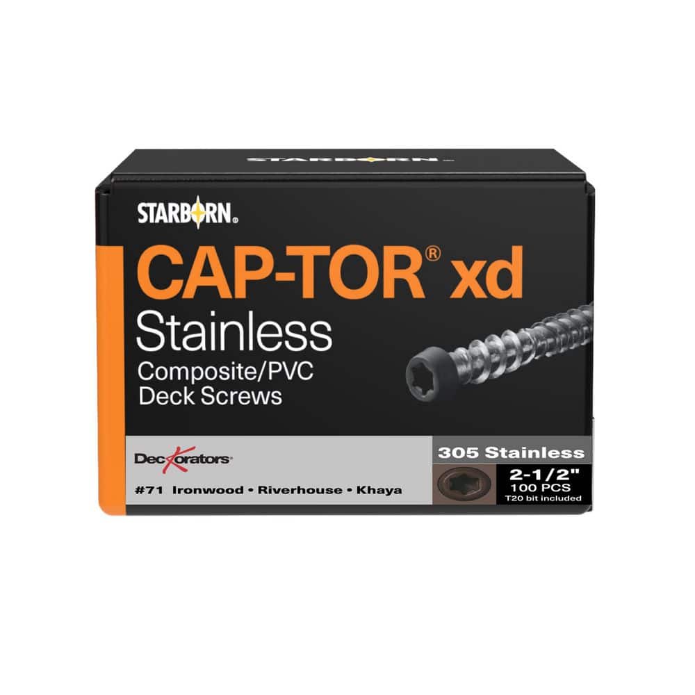 10 x 2-1/2 in. Star Trim Head Stainless Steel Composite Deck Screws Chocolate 71 (100-Pieces) price history on PriceWatchPro