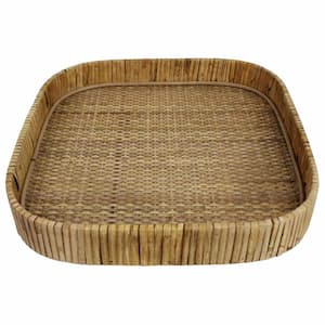 Amelia 13 in. W x 2 in. H x 13 in. D Square Natural Rattan Dinnerware and Serving Storage