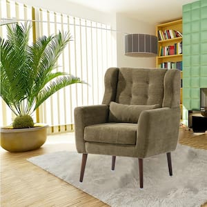 Mid-Century Modern Chenille Fabric Lounge Armchair For Living Room Bedroom, Avocado