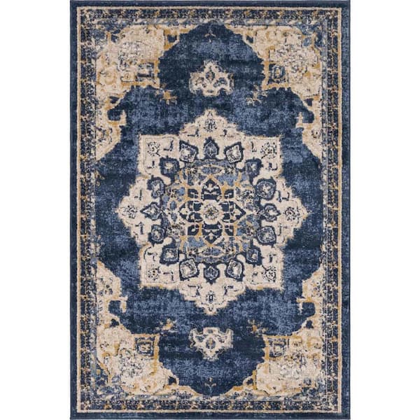 Unique Loom Utopia Helios Navy Blue 4' 1 x 6' 1 Area Rug