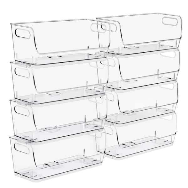 Small Clear Stackable Narrow Storage Bins, Open Front Acrylic Pantry Organizer, 28-Pack