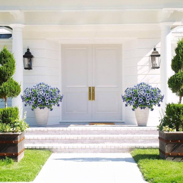 13.8 in. Blue Outdoor Artificial Flower UV Resistant 16-Bundles