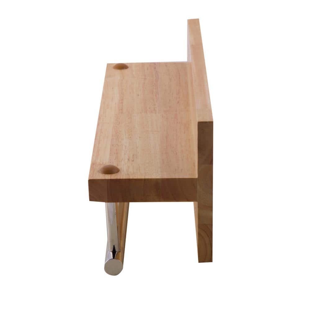 Natural Wood Wall Shelf with Chrome Towel Bar
