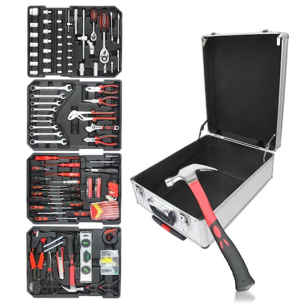 899-Piece Home Repair Tool Set Tool Box Storage Box with 4-Drawers in Silver