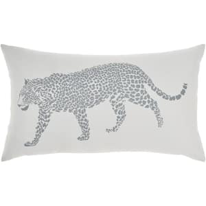 Gray Cheetah 23 in. x 14 in. Indoor/Outdoor Rectangle Throw Pillow