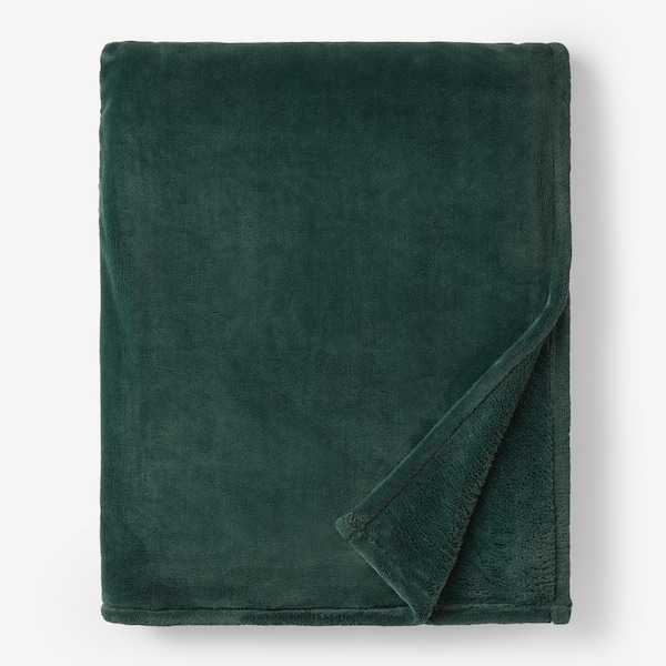 The Company Store Company Cotton Plush Hunter Green Polyester King Woven Blanket