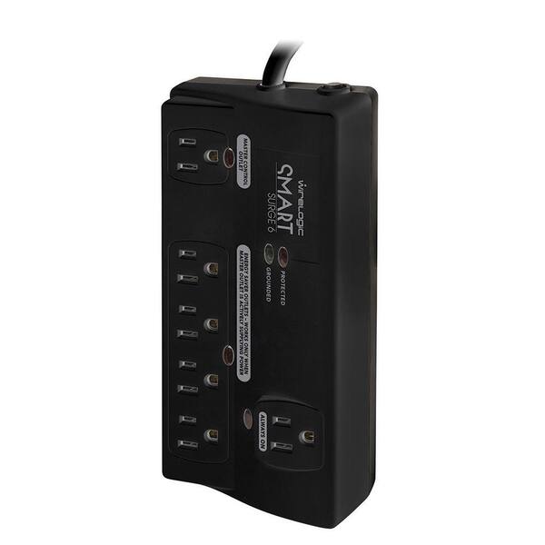 WireLogic Smart Surge Strip 72,000 Amp and 1080 Joules 6-Outlet - Black
