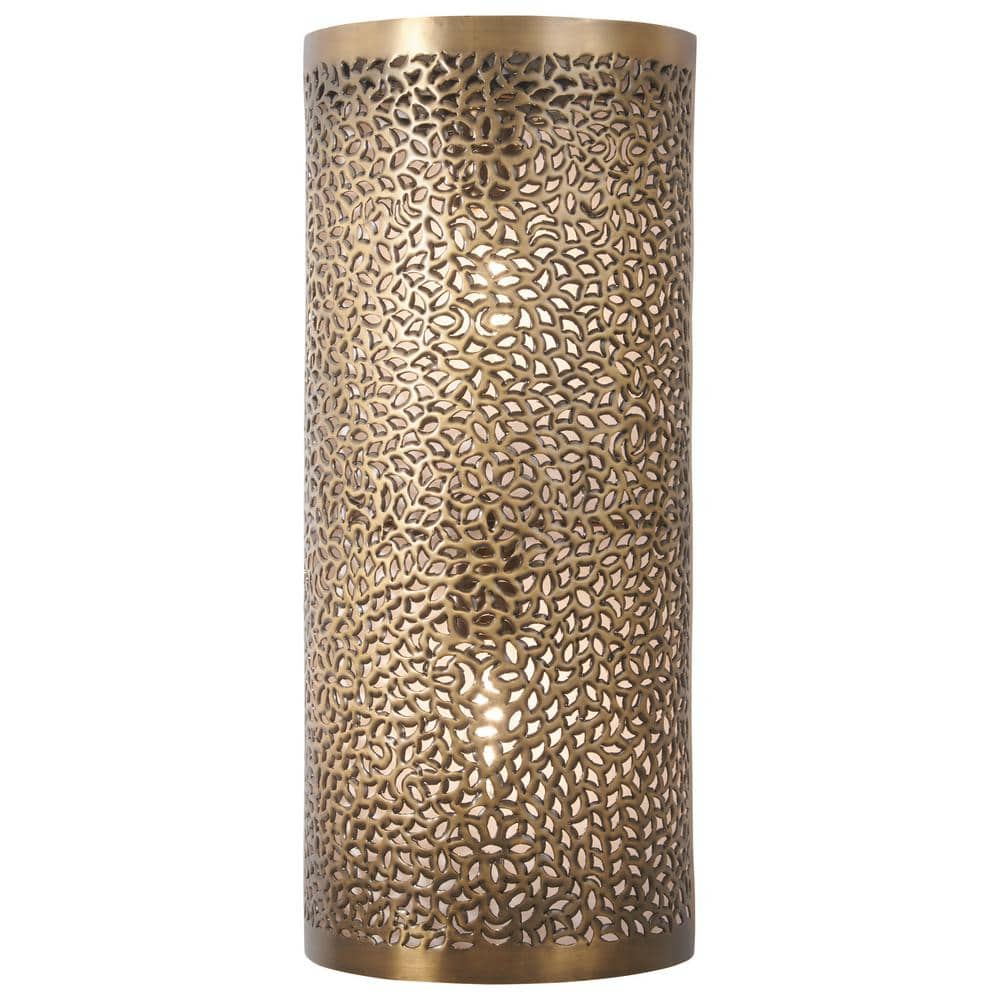Moradabad 2-Light 24 in. Gilded Brass2 Wall Sconce with Hand-Pierced Metal 