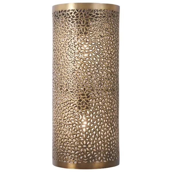 Unbranded Moradabad 2-Light 24 in. Gilded Brass2 Wall Sconce with Hand-Pierced Metal Shade