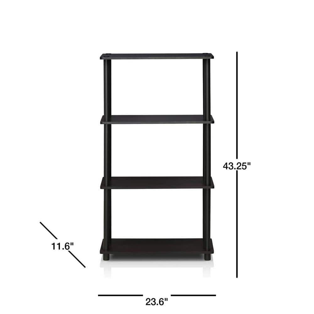 Dark Walnut 4-Tier Wooden Ladder Bookshelf