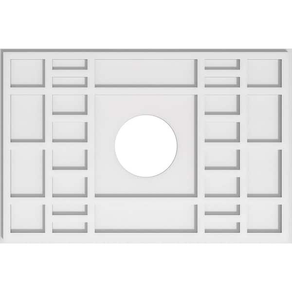 Ekena Millwork 28 in. W x 18-5/8 in. H x 6 in. ID x 1 in. P Beaux Architectural Grade PVC Contemporary Ceiling Medallion
