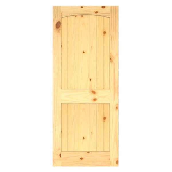 JELD-WEN Woodgrain 2-Panel Archtop V-Groove Solid Core Finished Knotty Pine Interior Door Slab
